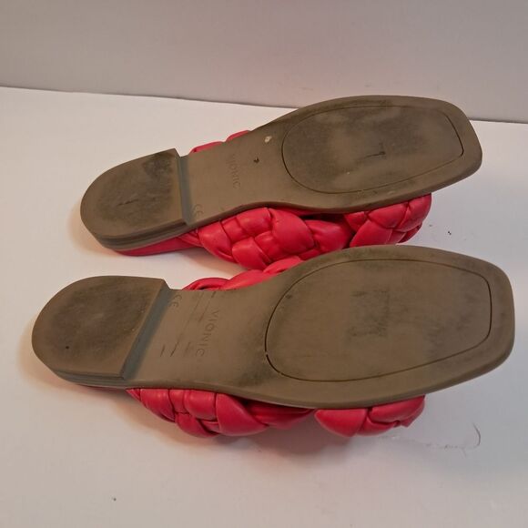 *Final Price* Vionic Kalina Sandals Women's 8 Red Faux Leather Braided Summer - Picture 7 of 7